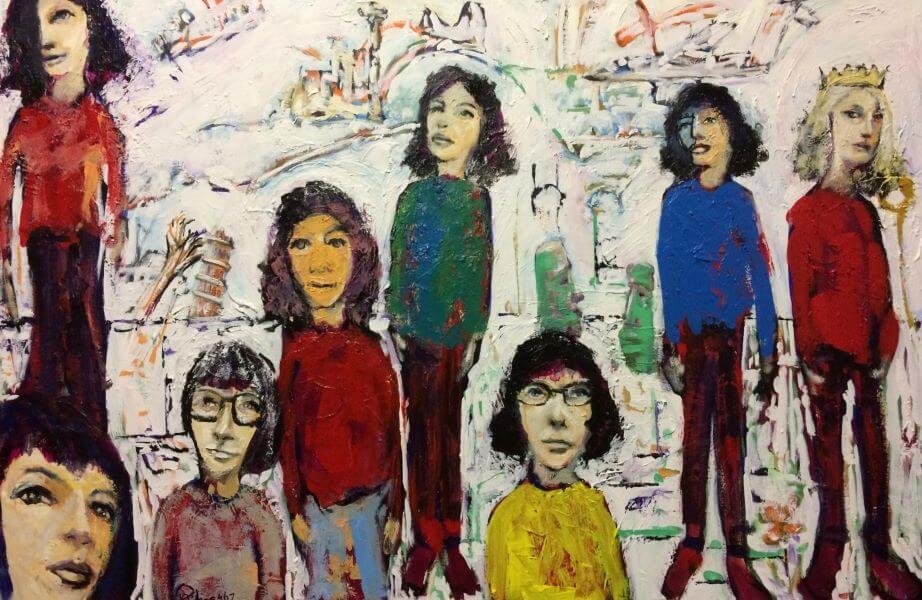 Finalist in 2017 Gallery M Portrait Prize,  Demoiselles Adelaide (Les Gens de la Terre 1) painted by Philip David