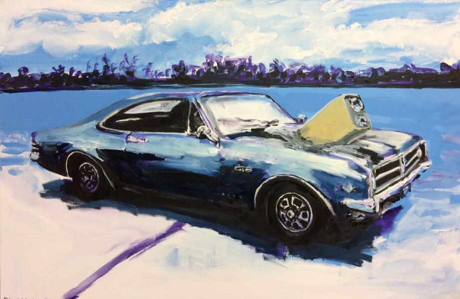Finalist in 2017 Solar Art Prize, Death of the Fossil Fuelled Vehicle painted by Philip David