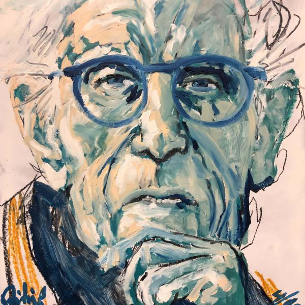 Portrait of Christo, Installation Artist, painted by Philip David